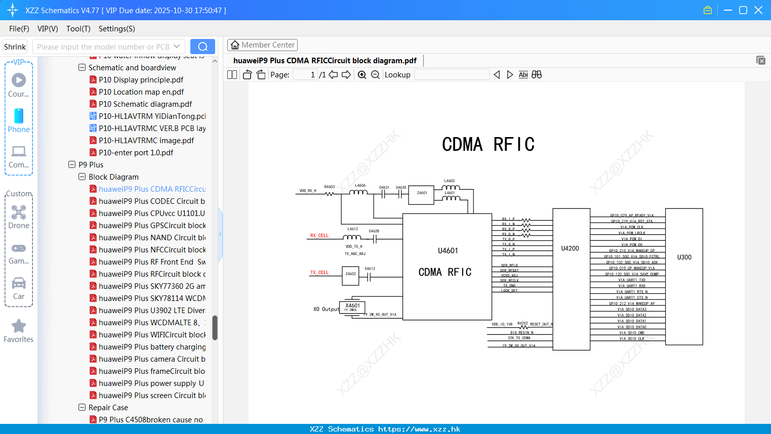 HuaweiP9 Plus CDMA RFICCircuit Block Diagram